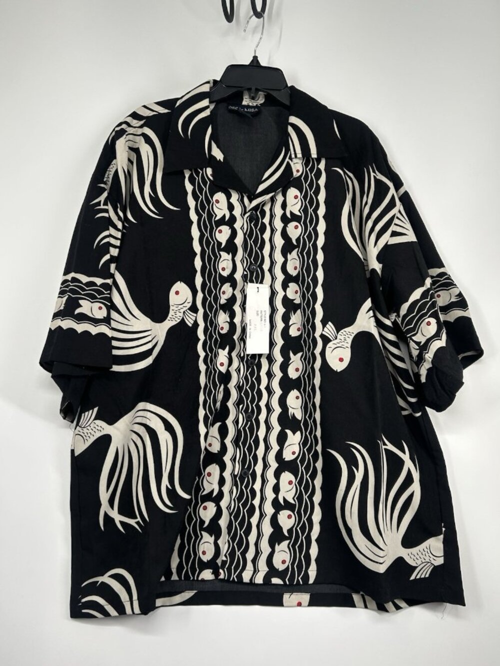 Oscar Misa Mens Camp Shirt Hawaiian Button Front Size 4XL Koi Fish Boxy Retro